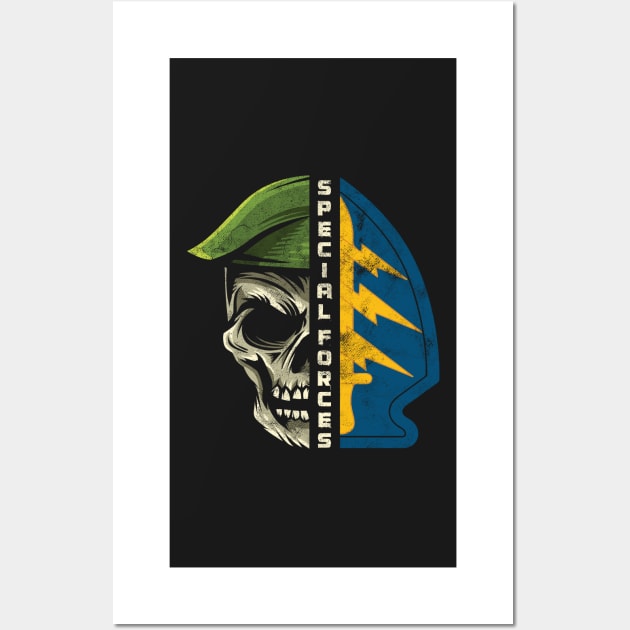 Army Special Forces Green Beret Skull Patch ODA Gift Wall Art by woormle